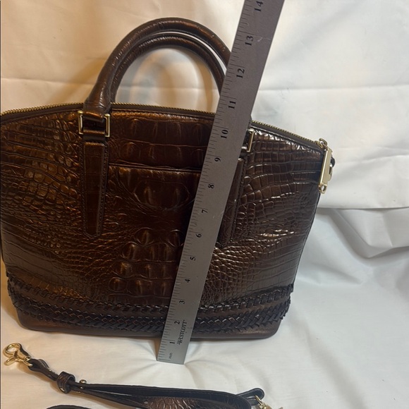 Brahmin Croc-Embossed Satchel in Rich Brown - Picture 2 of 16